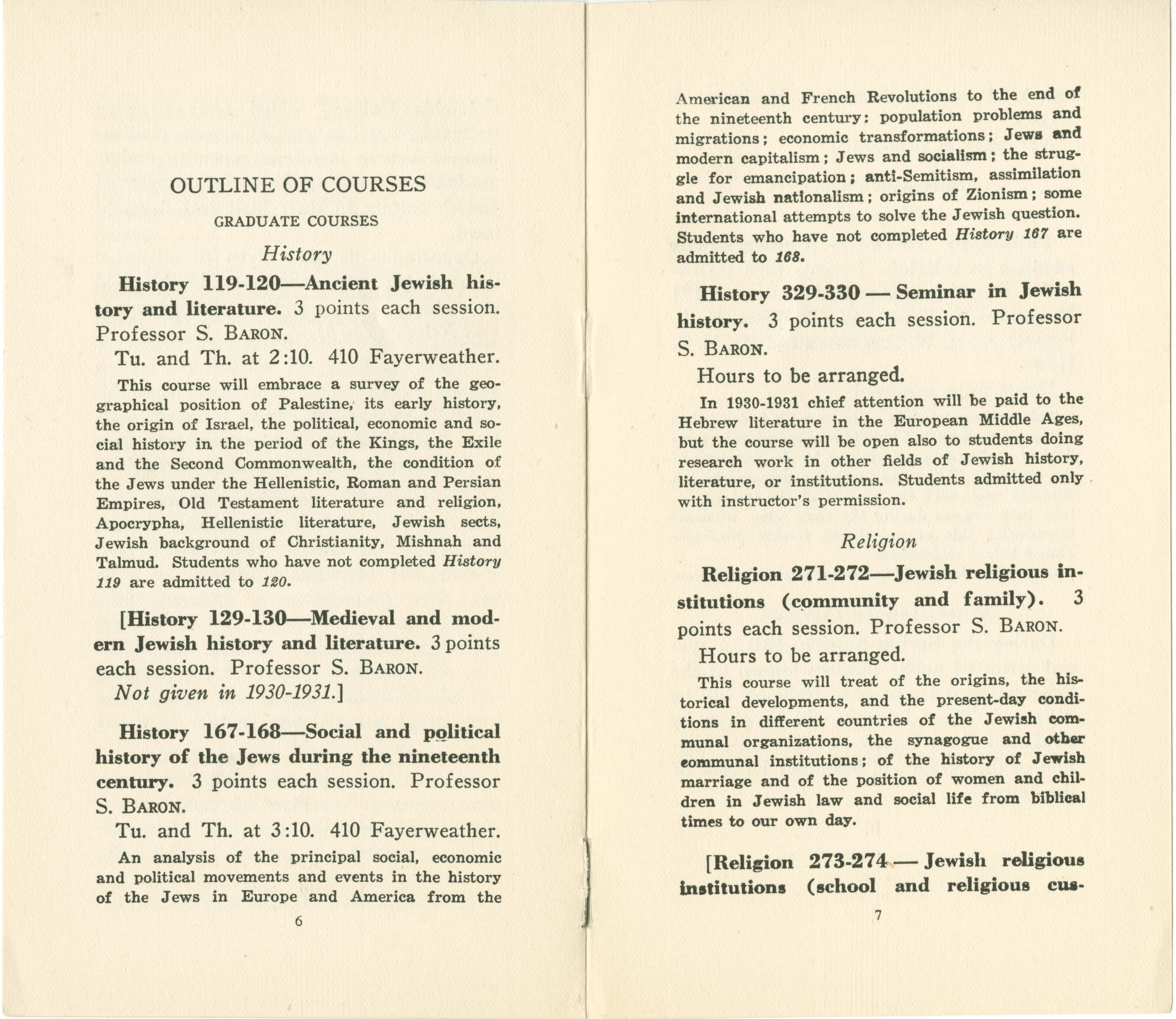Document with a listing of classes