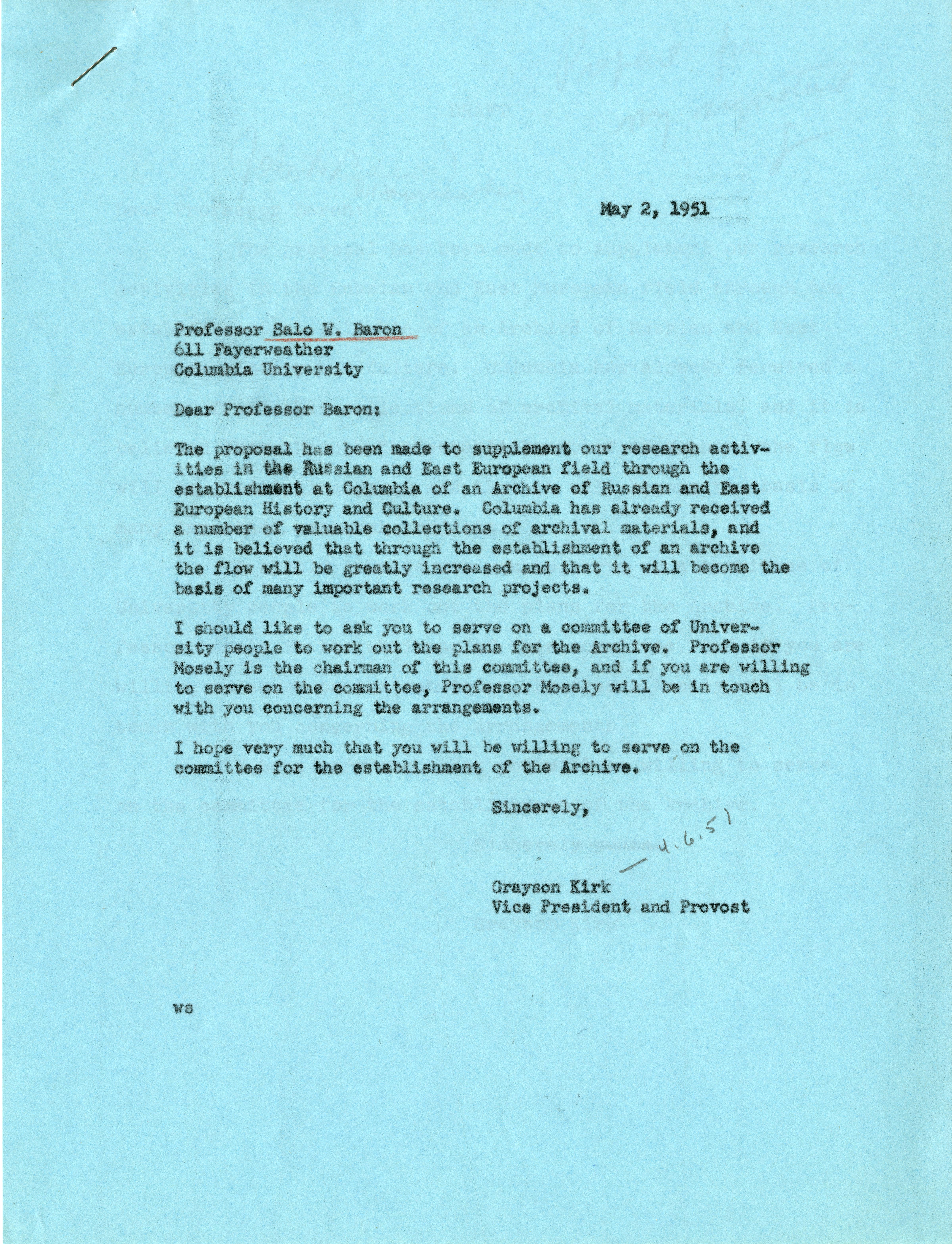 Letter on blue paper